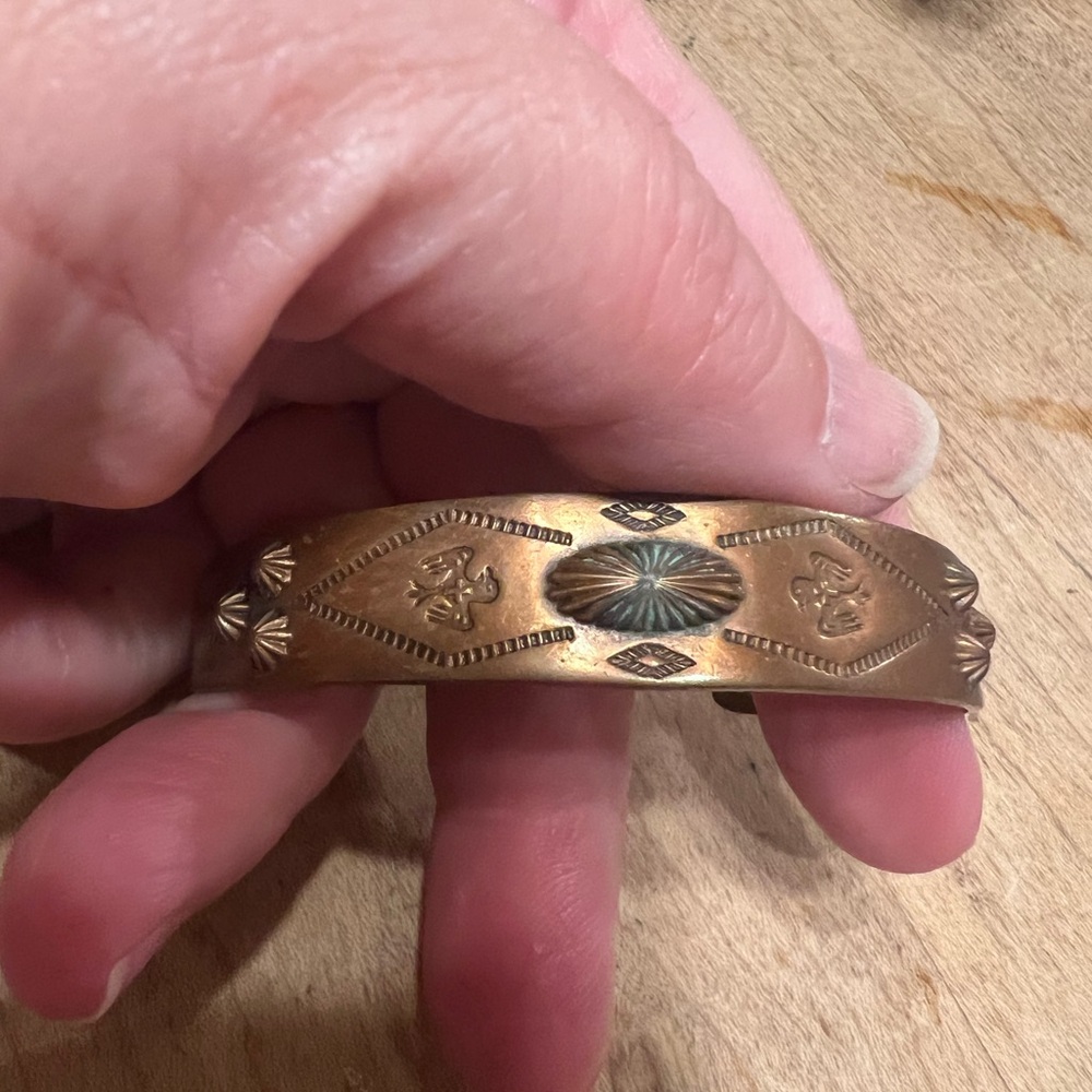 Vintage Copper Bracelet With Phoenix Thunderbird Tribal Design Native Am Western